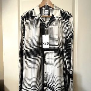 Zara Men Shirt Long Sleeve New “L” Relaxed Fit